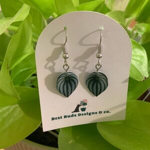 Green Leaf Earrings watermelon peperomia